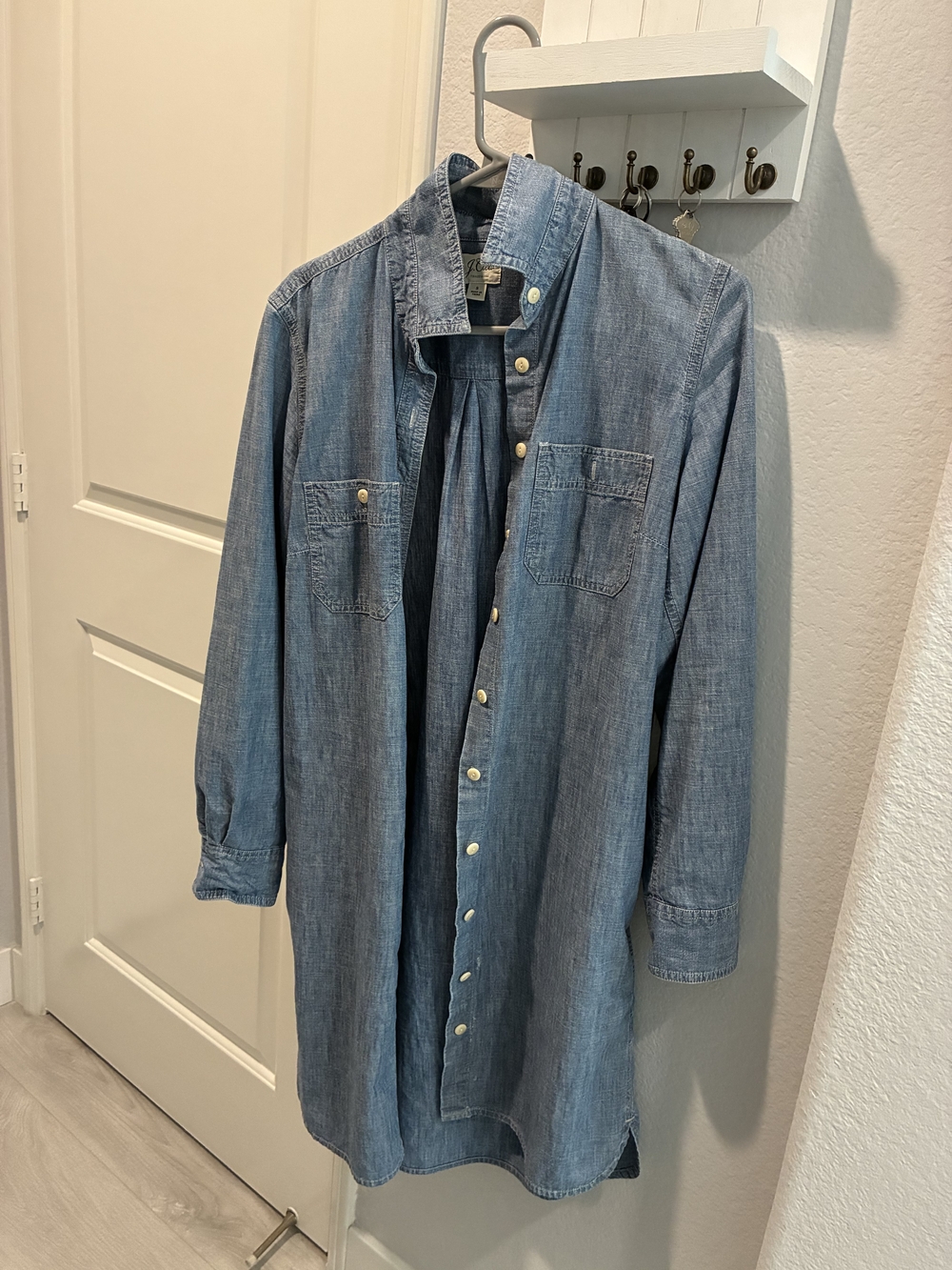 J. Crew Light Blue Chambray Long Sleeve Shirt Dress